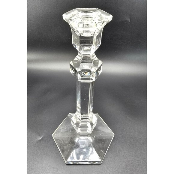 Vintage Val St Lambert Gardenia Lead Crystal Hexagonal Candlestick Holder JE3813 - Picture 2 of 8